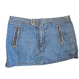 Vintage 90s Y2K Size 13 Denim Jean Skorts‎ Mini Skirt Xhilaration Cargo Blue
